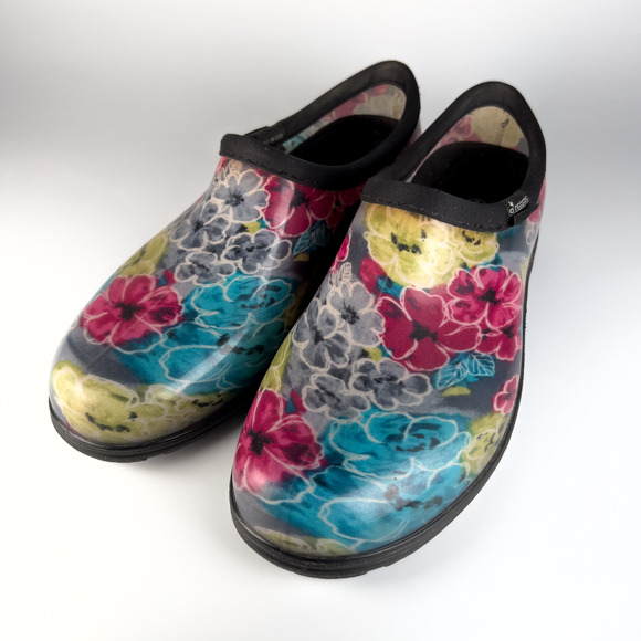 Sloggers Rainbow Floral Garden Waterproof Slip Ons Botanical Women's Size 8 - Picture 1 of 7